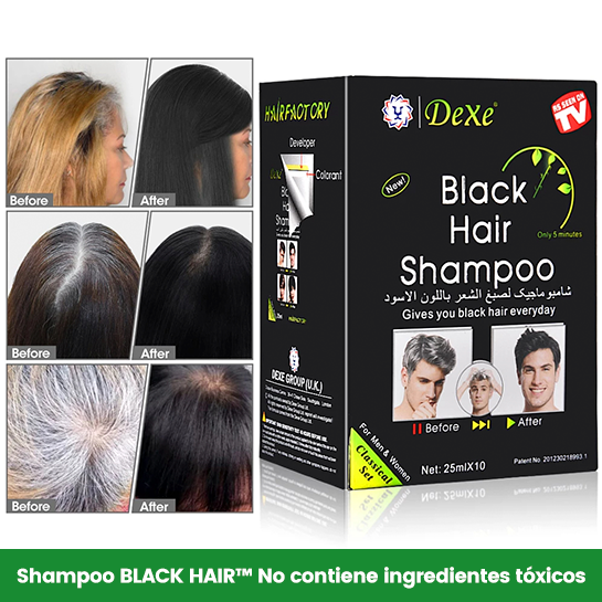 Shampoo Pinta Canas Negro BLACK HAIR™ Caja /10 Sobres - Envío Gratis