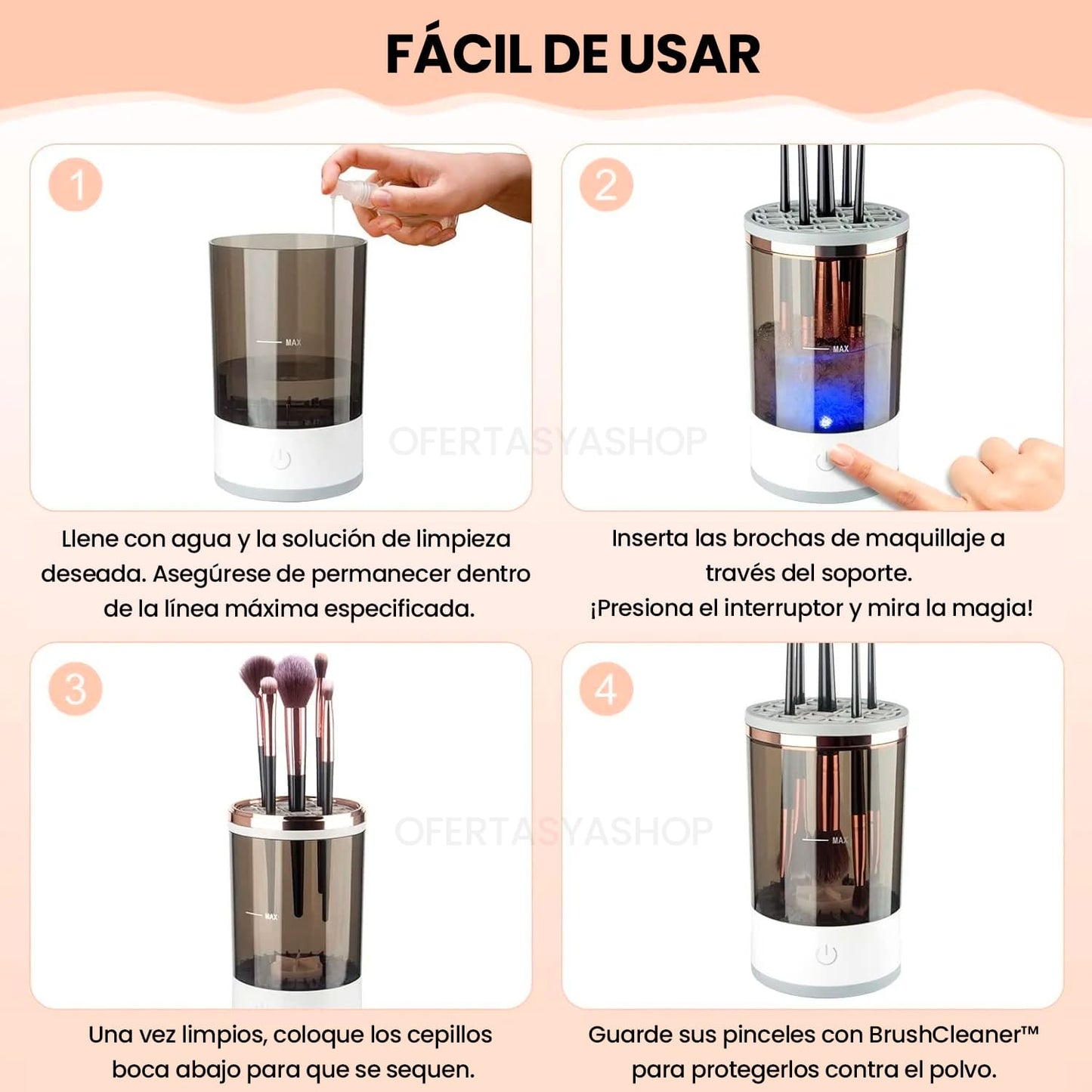 BrushCleaner™ - Limpiador de Brochas de Maquillaje Eléctrico