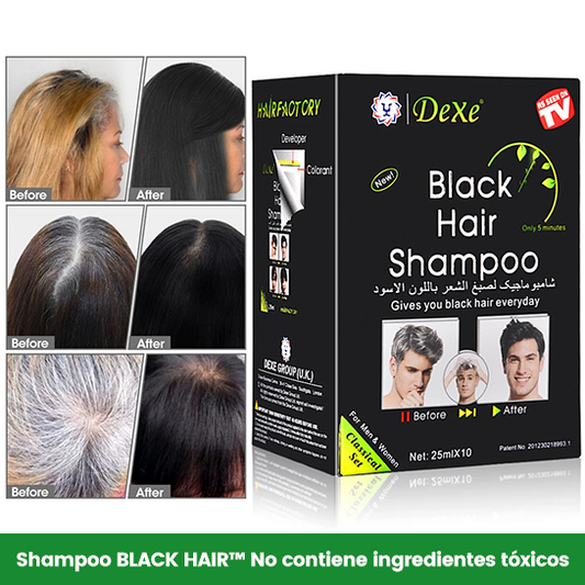 Shampoo Pinta Canas Negro BLACK HAIR™ Caja /10 Sobres - Envío Gratis